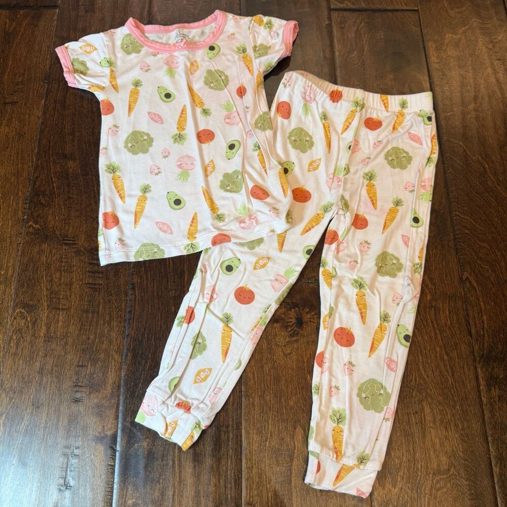 Milkberry Fruit and Veggies Bamboo Pajama Set Girls size 2T